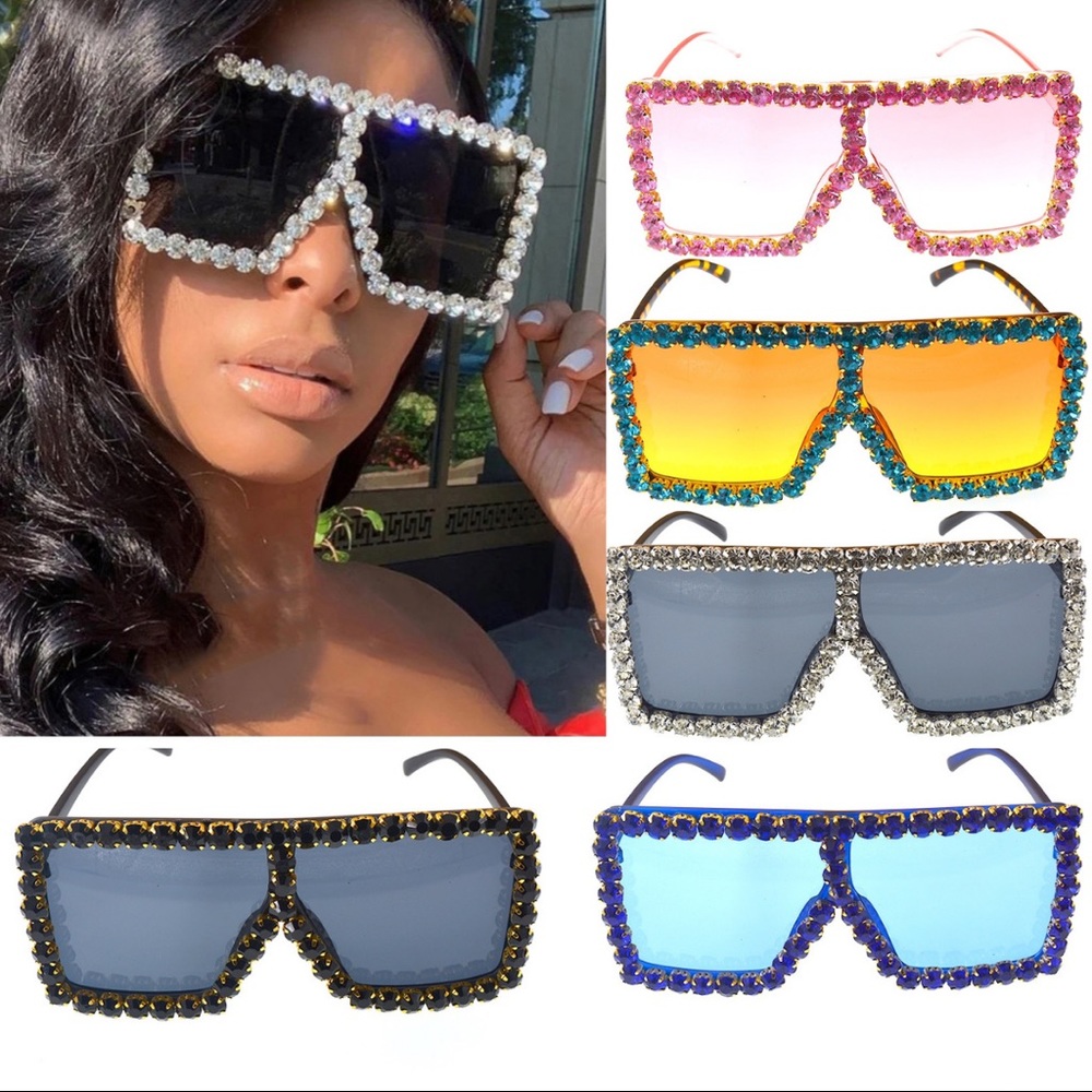 Studded Oversize Colored Sunglasses